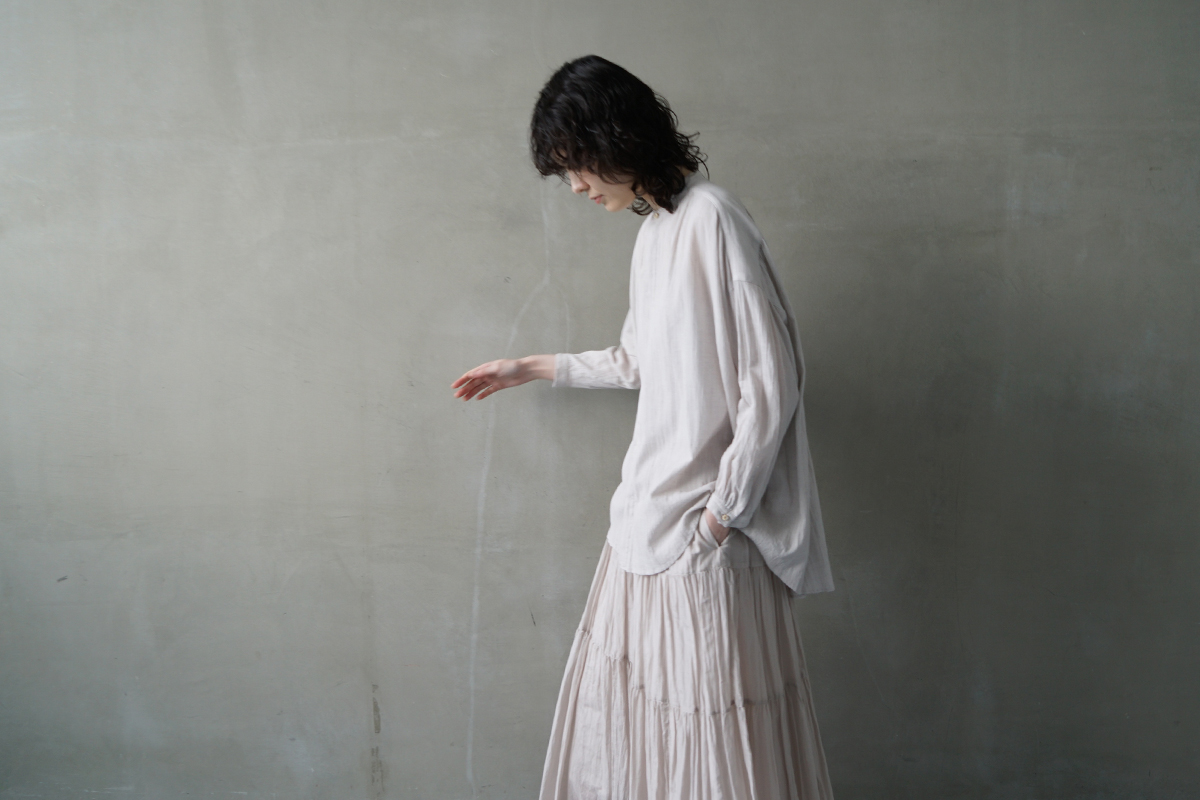 suzuki takayuki スズキタカユキ over blouse I [S-241-08/ice grey