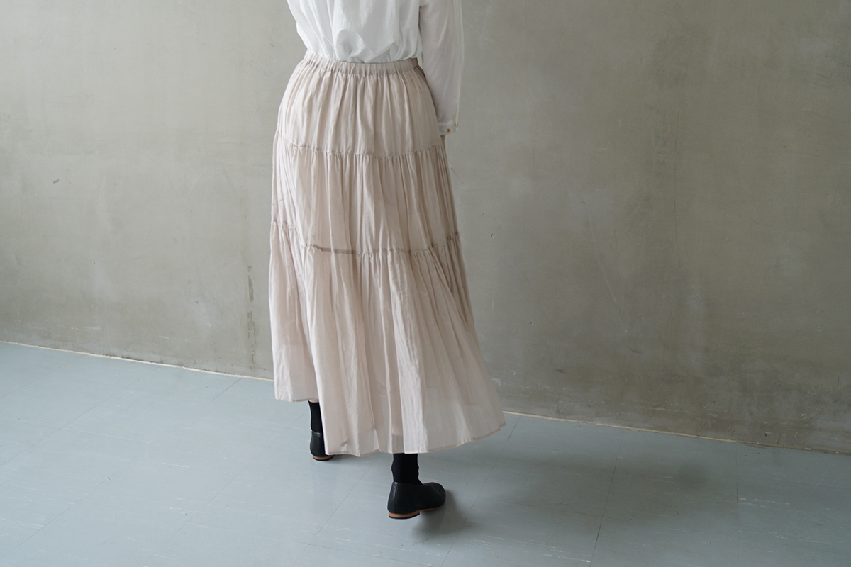 suzuki takayuki スズキタカユキ tiered skirt [S241-41/ice grey 