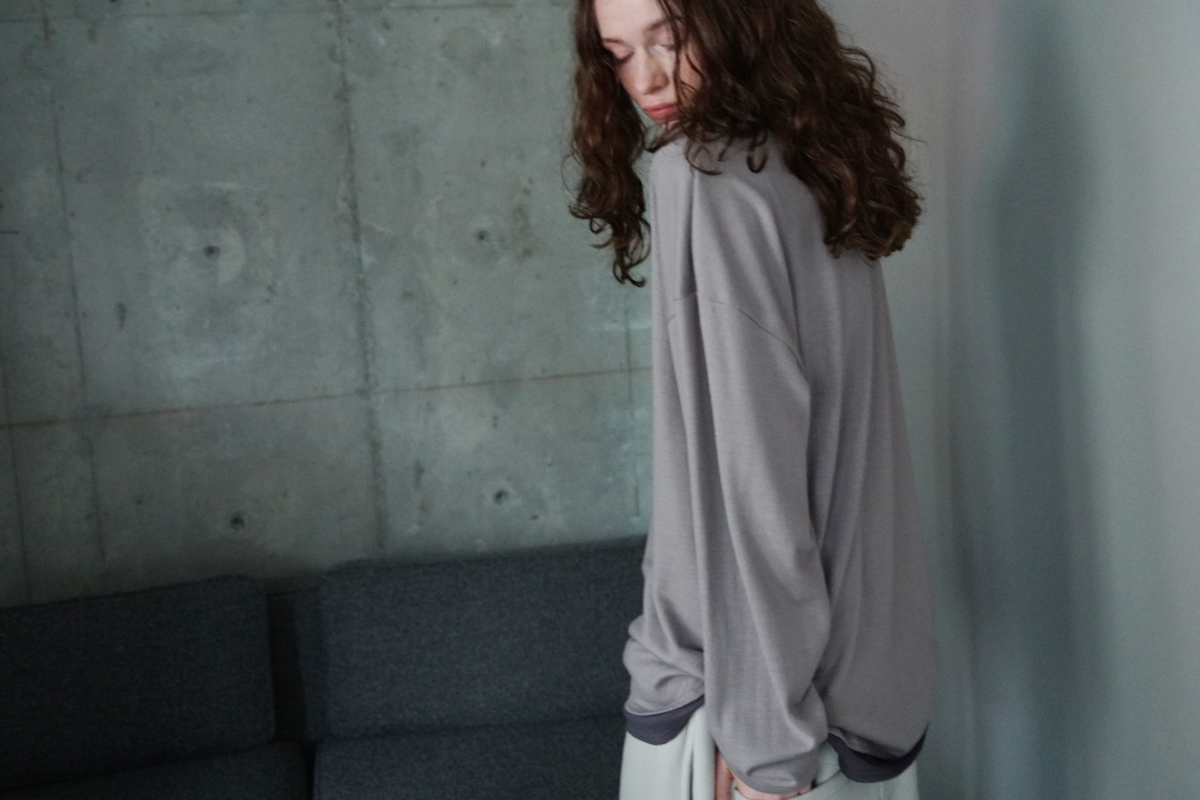 VU ヴウ petite high neck long knit [GRAY MIX] vum-kn-02