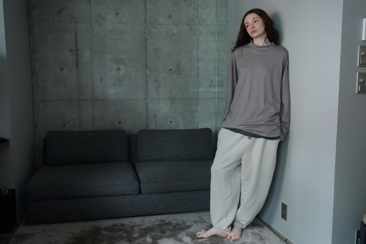 VU ヴウ petite high neck long knit [GRAY MIX] vum-kn-02