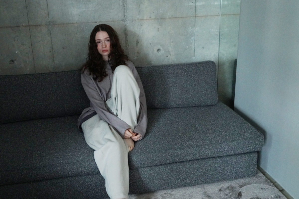 VU ヴウ petite high neck long knit [GRAY MIX] vum-kn-02