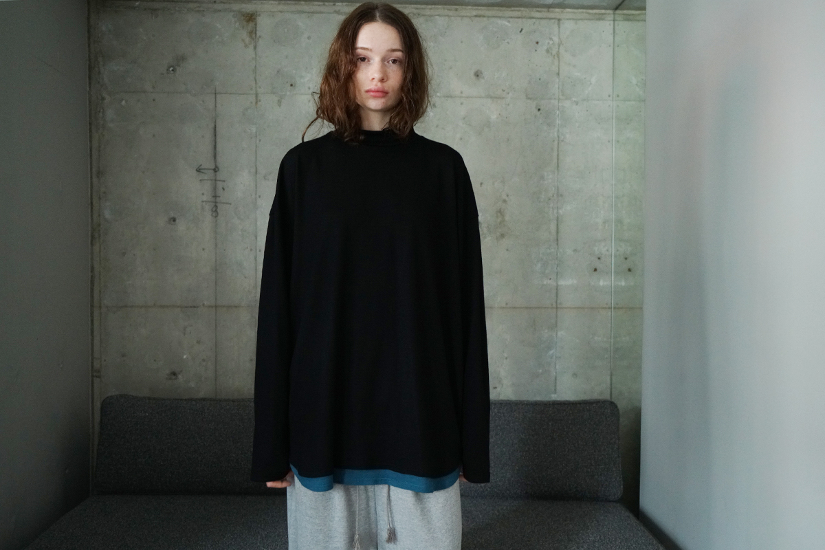 VU ヴウ petite high neck long knit [BLACK×BLUE] vum-kn-02