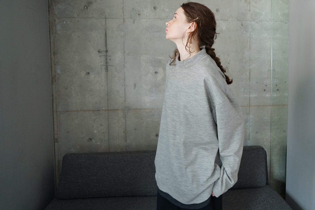 VU ヴウ petite high neck long knit [HEATHER GRAY MIX] vum-kn-02