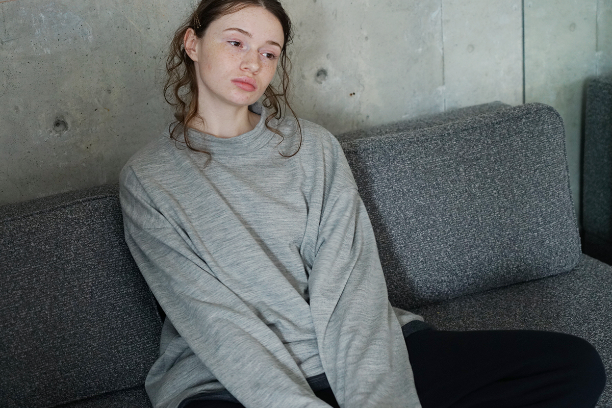 VU ヴウ petite high neck long knit [HEATHER GRAY MIX] vum-kn-02