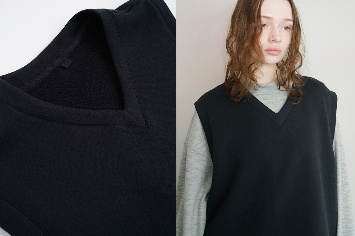 VU ヴウ v vest cottonwool [BLACK] vum-kn01