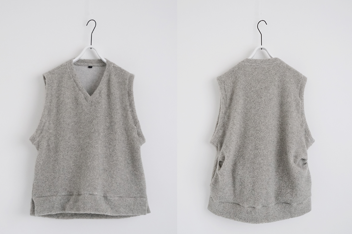 VU ヴウ boa v vest [LIGHT HEATHER GRAY] vum-kn01