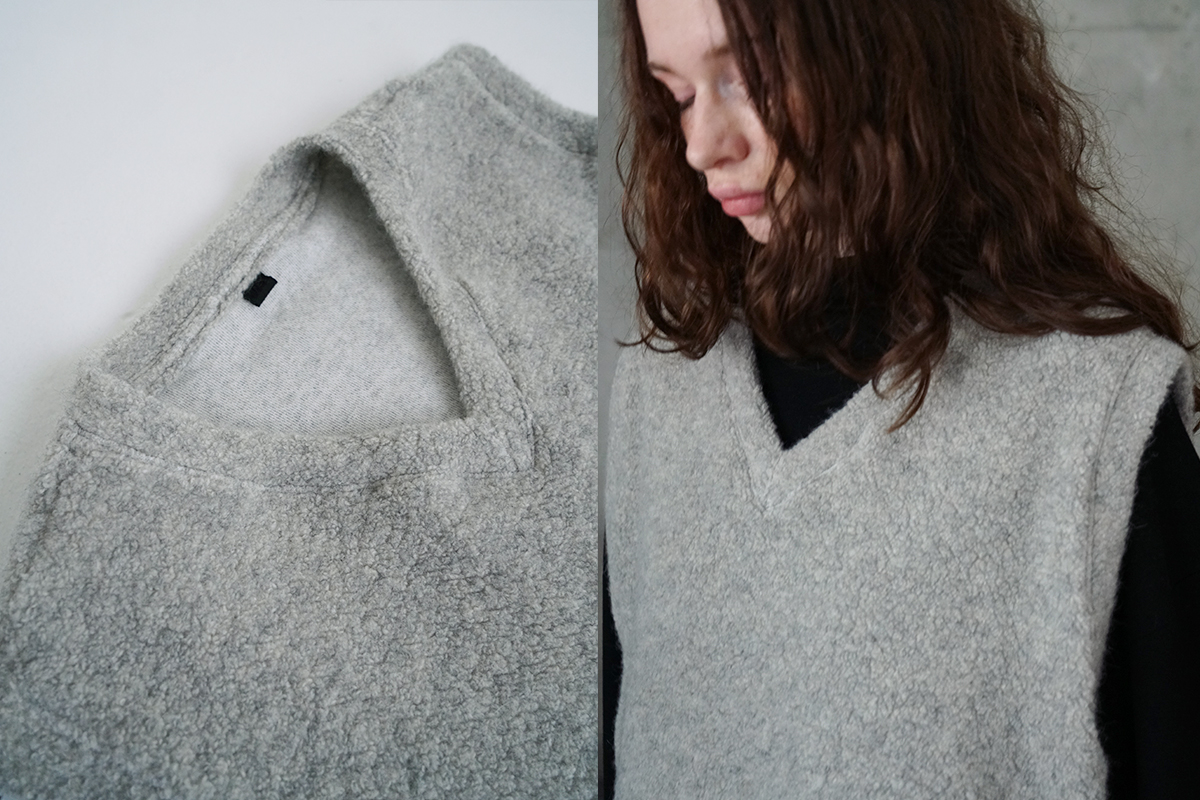 VU ヴウ boa v vest [LIGHT HEATHER GRAY] vum-kn01