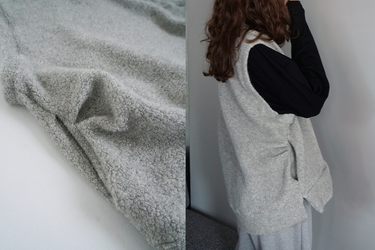 VU ヴウ boa v vest [LIGHT HEATHER GRAY] vum-kn01