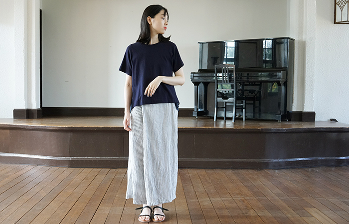 suzuki takayuki, スズキタカユキ, wide legged pantsⅡ[S182-14/nude stripe]