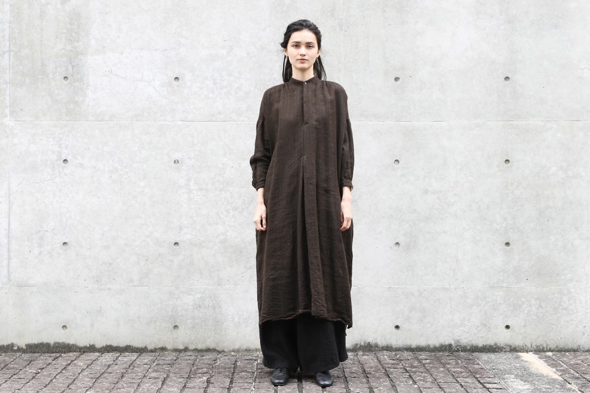 suzuki takayukiスズキタカユキpeasant dress[A201-13/dark brown