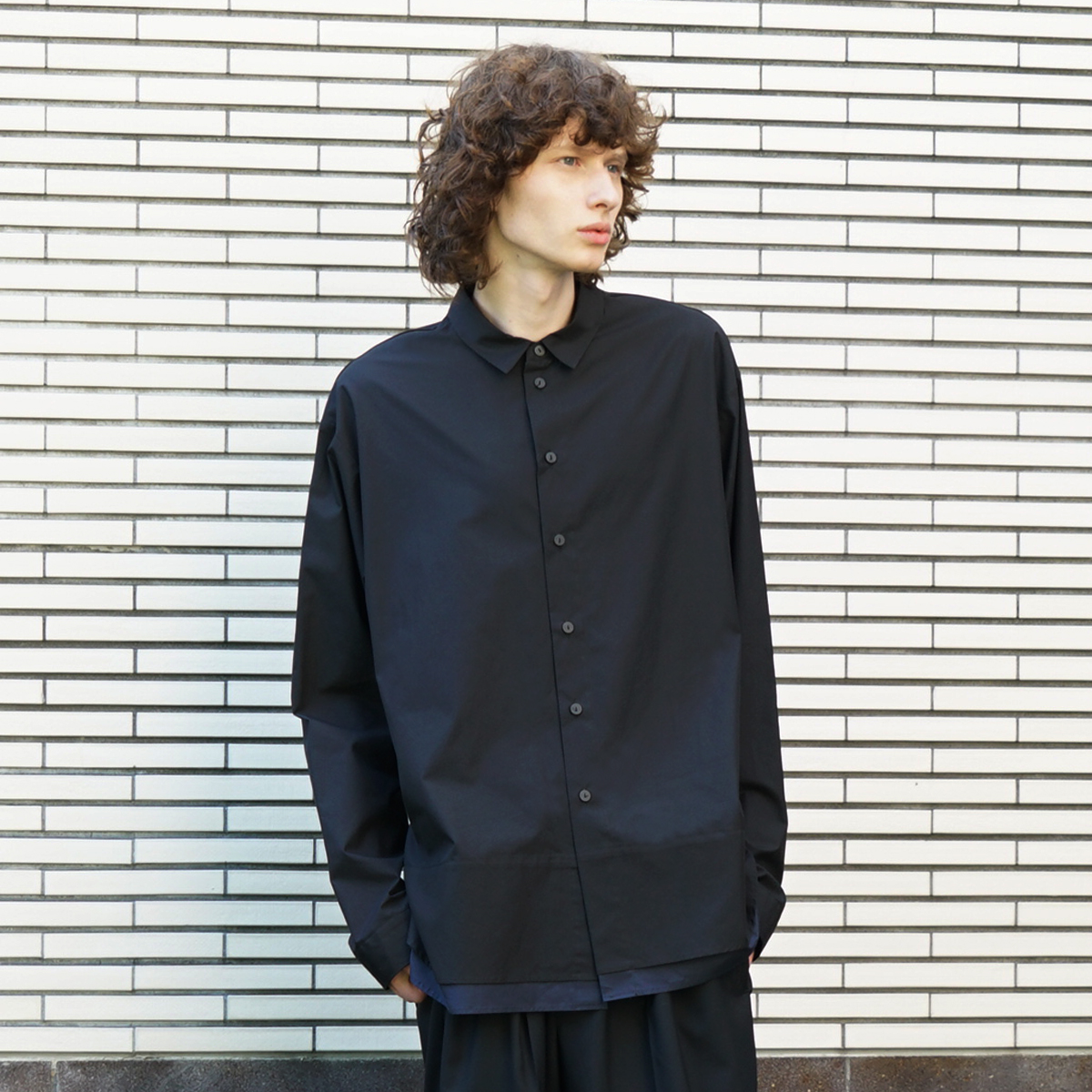 VU / ヴウ layered basic shirt [BLACK×NAVY］vu-sht-009