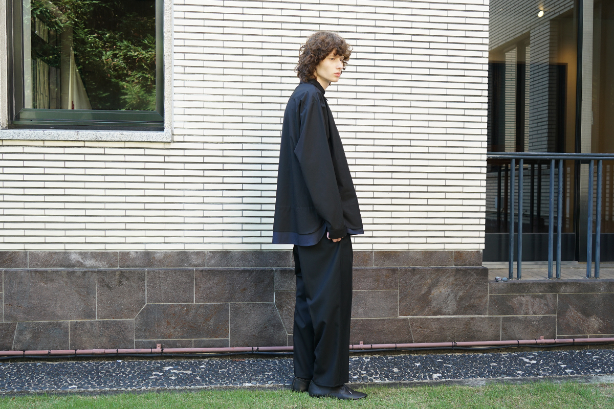 VU / ヴウ layered basic shirt [BLACK×NAVY］vu-sht-009