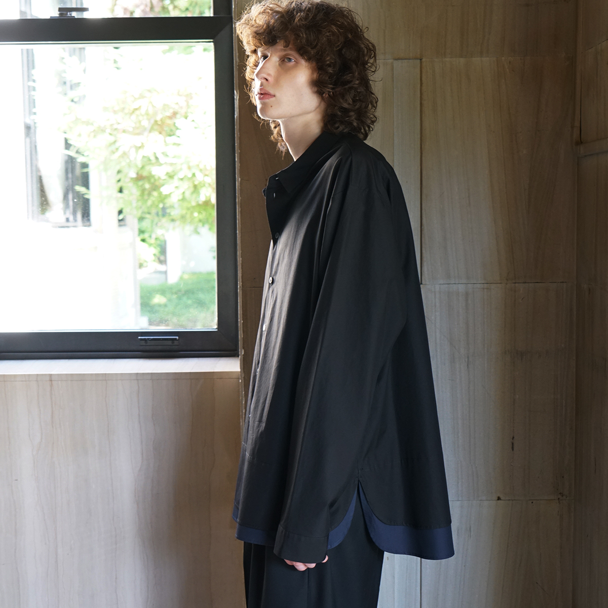 VU / ヴウ layered basic shirt [BLACK×NAVY］vu-sht-009