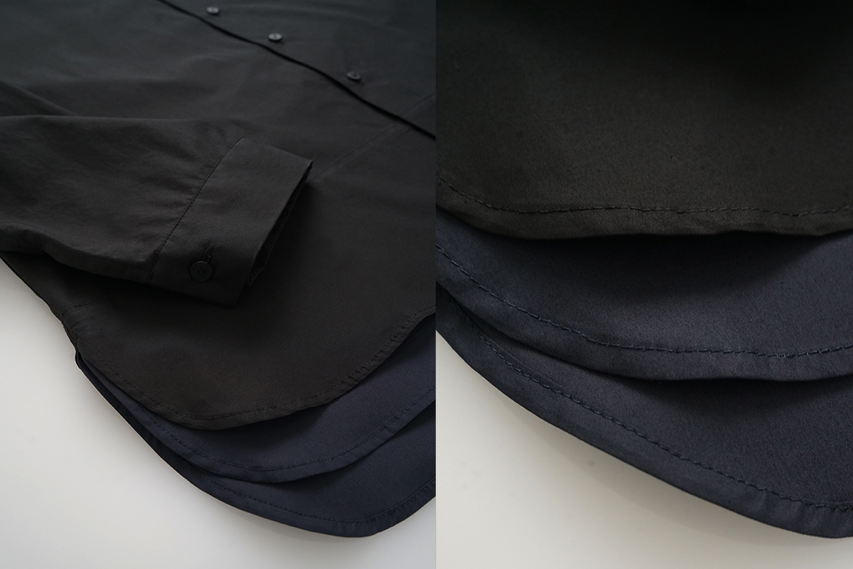 VU / ヴウ layered basic shirt [BLACK×NAVY］vu-sht-009
