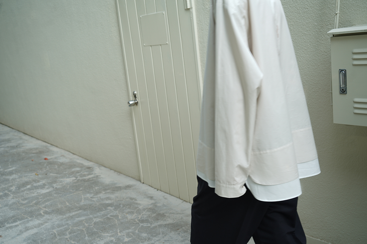VU / ヴウ layered basic shirt  [OFF BEIGE×OFF WHITE］vu-sht-009