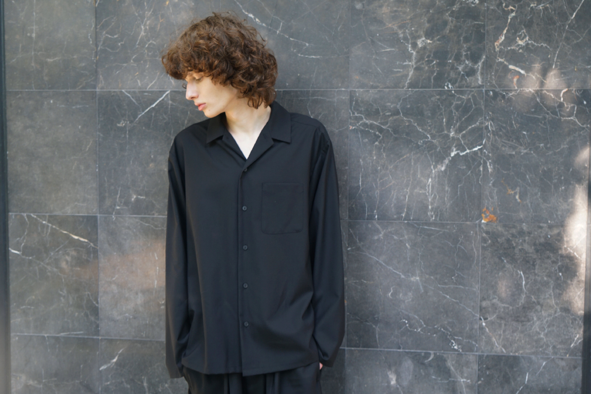 VU / ヴウ open collar over shirt [BLACK］vu-sht-010
