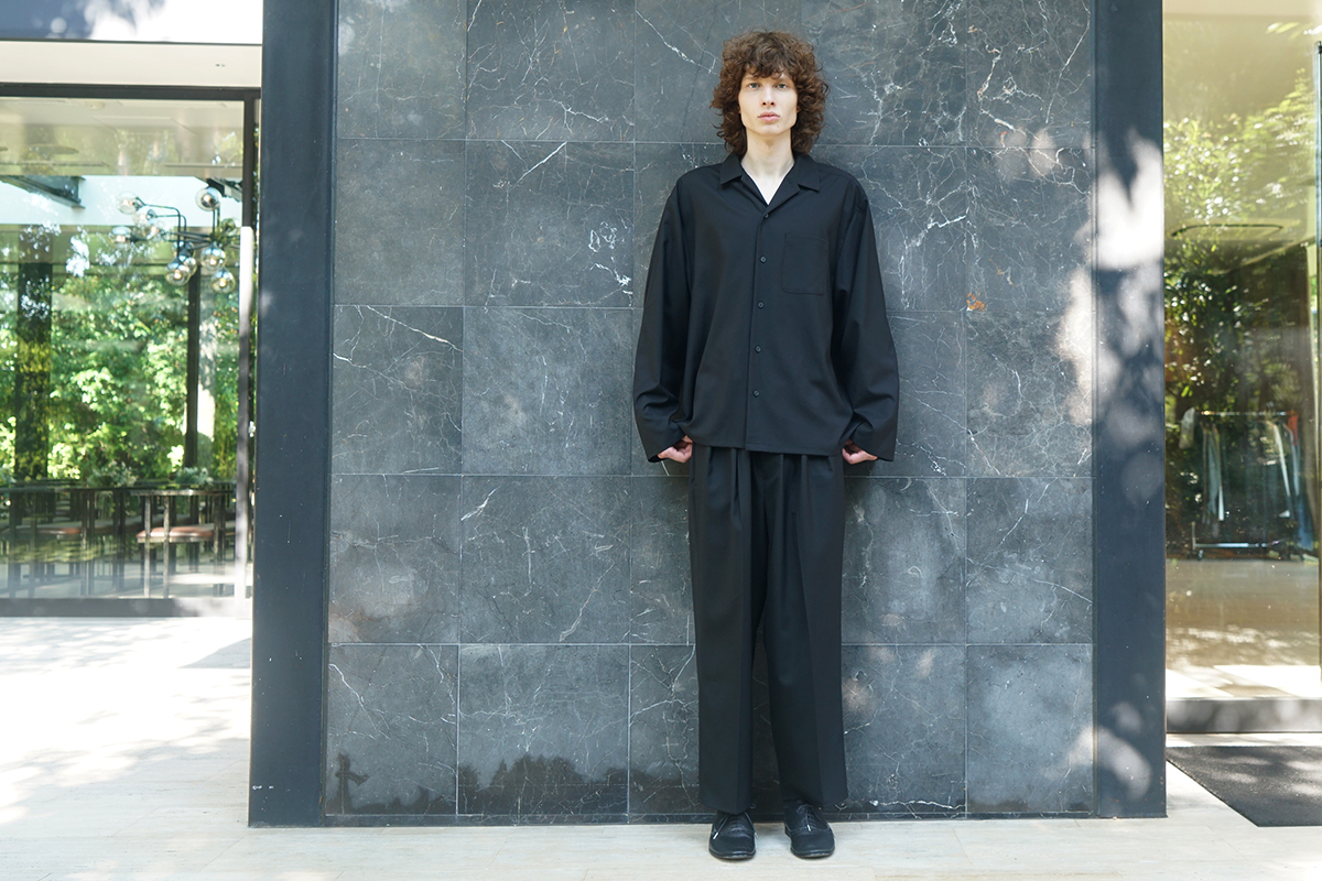 VU / ヴウ open collar over shirt [BLACK］vu-sht-010