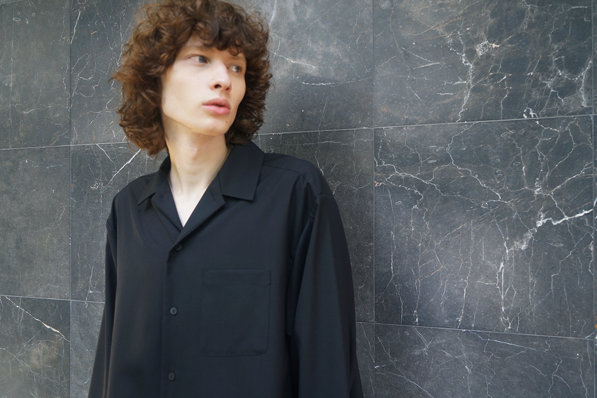 VU / ヴウ open collar over shirt [BLACK］vu-sht-010