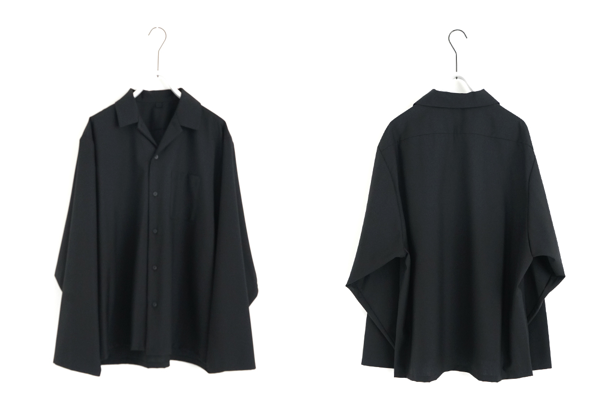 VU / ヴウ open collar over shirt [BLACK］vu-sht-010