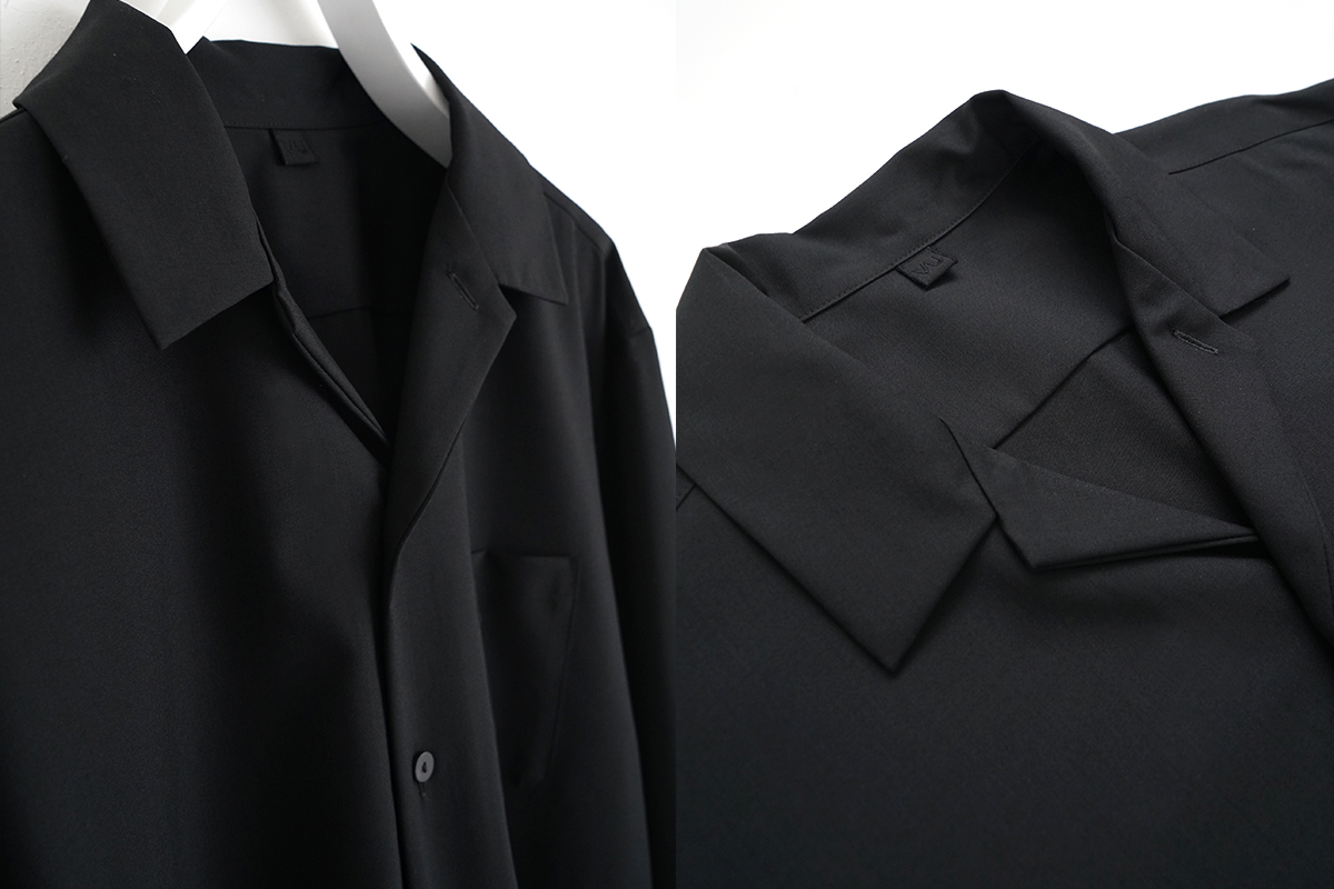 VU / ヴウ open collar over shirt [BLACK］vu-sht-010