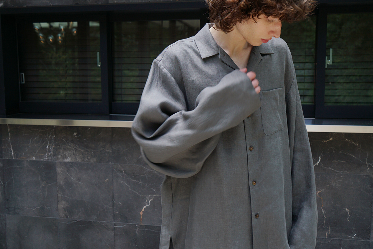 VU / ヴウ open collar over shirt [GREIGE］vu-sht-010
