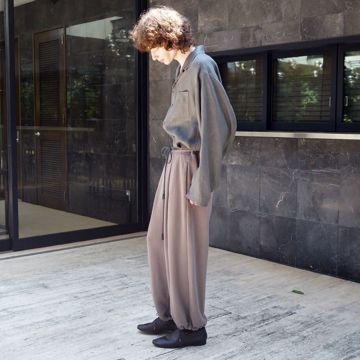 VU / ヴウ open collar over shirt [GREIGE］vu-sht-010