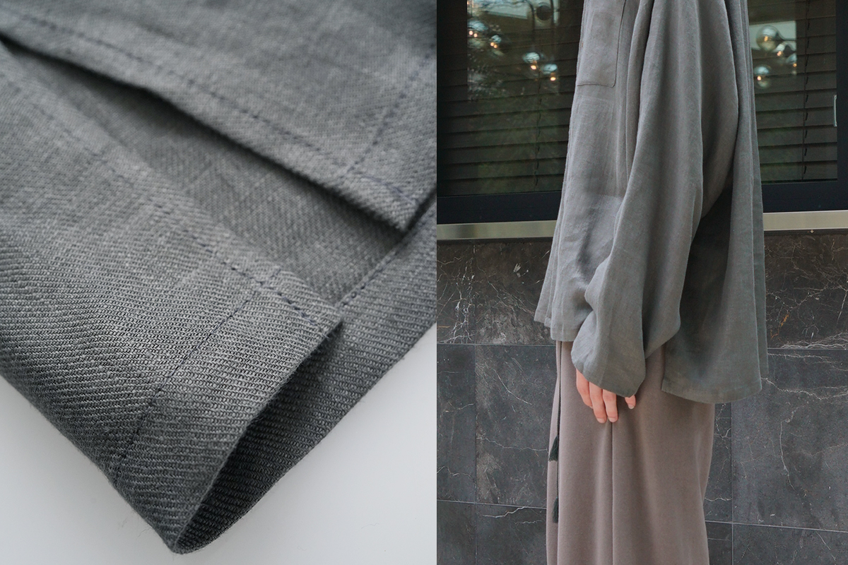 VU / ヴウ open collar over shirt [GREIGE］vu-sht-010