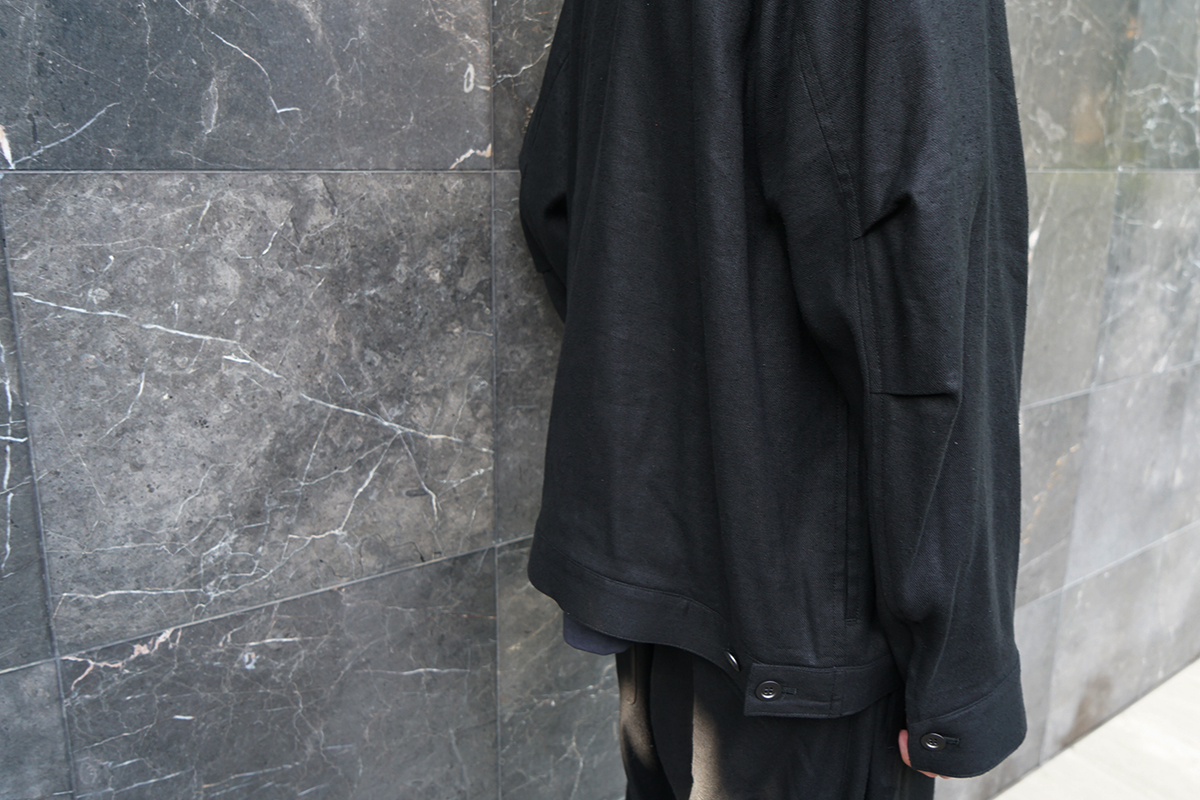 VU / ヴウ stand collar work jakect silk linen [BLACK] vu-blu-008