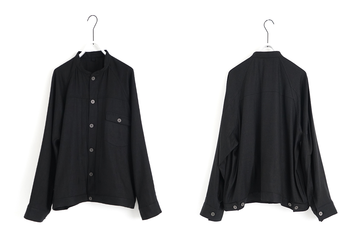 VU / ヴウ stand collar work jakect silk linen [BLACK] vu-blu-008