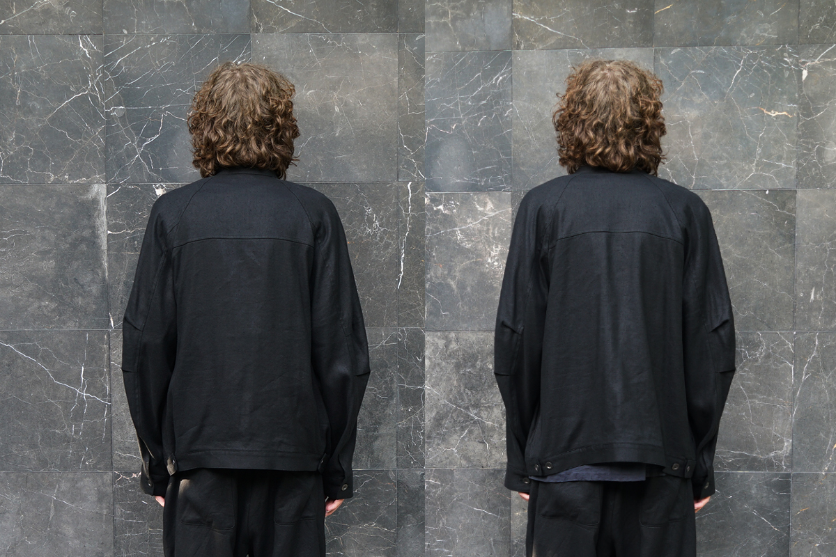 VU / ヴウ stand collar work jakect silk linen [BLACK] vu-blu-008