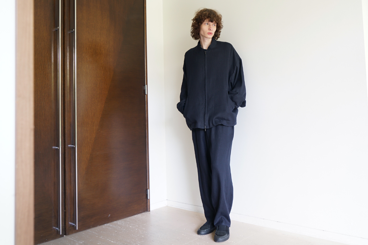 VU / ヴウ zip stand collar blouson linen [NAVY] vu-blu-009