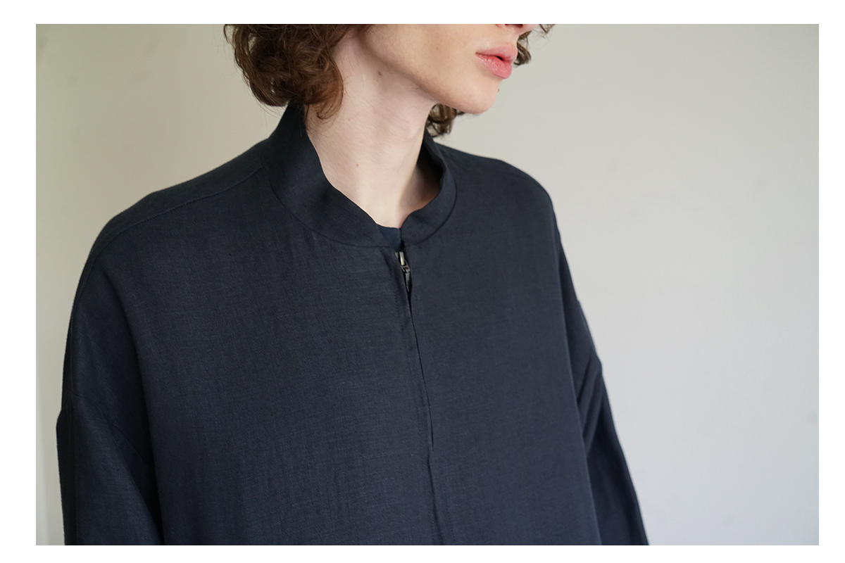 VU / ヴウ zip stand collar blouson linen [NAVY] vu-blu-009