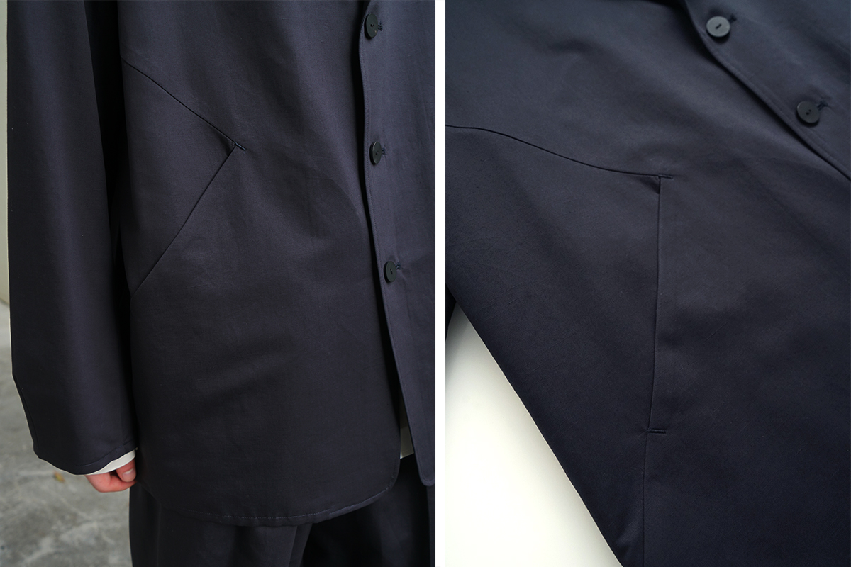 VU / ヴウ 3 button Jacket cotton silk linen [NAVY] vu-jkt-008