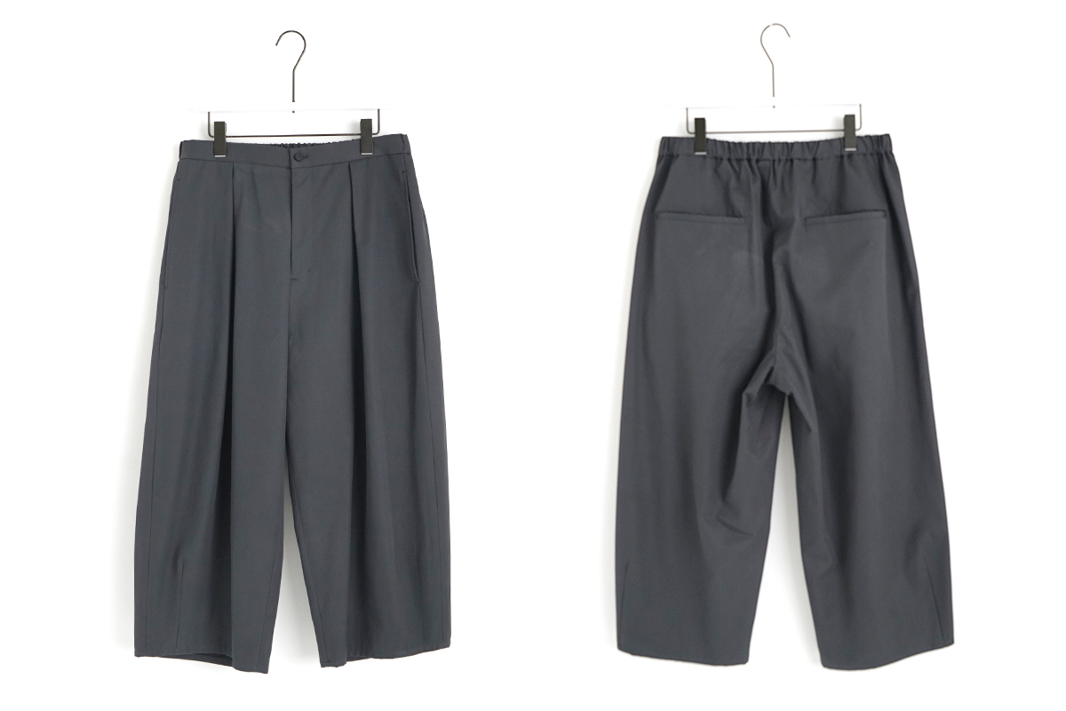 VU / ヴウ tuck wide cropped pants finx cotton [GRAPHITE] vu-pnt-012