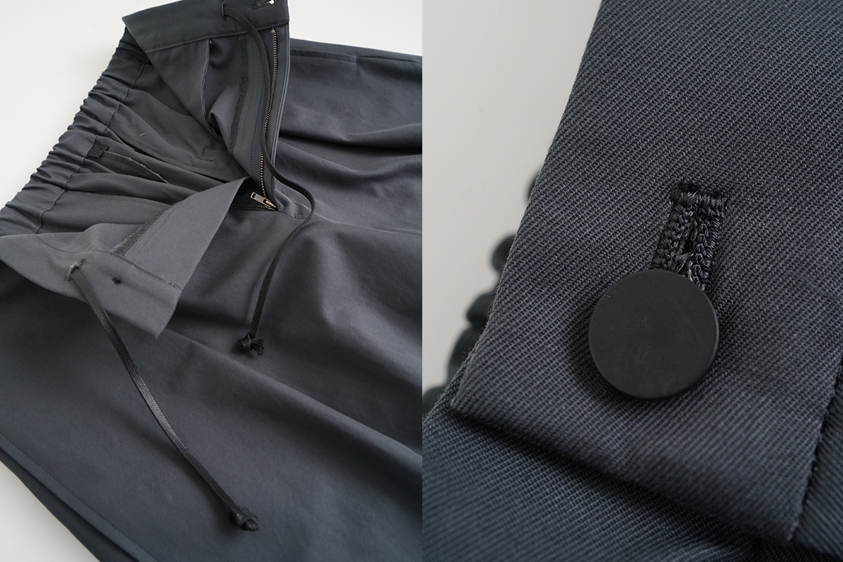 VU / ヴウ tuck wide cropped pants finx cotton [GRAPHITE] vu-pnt-012