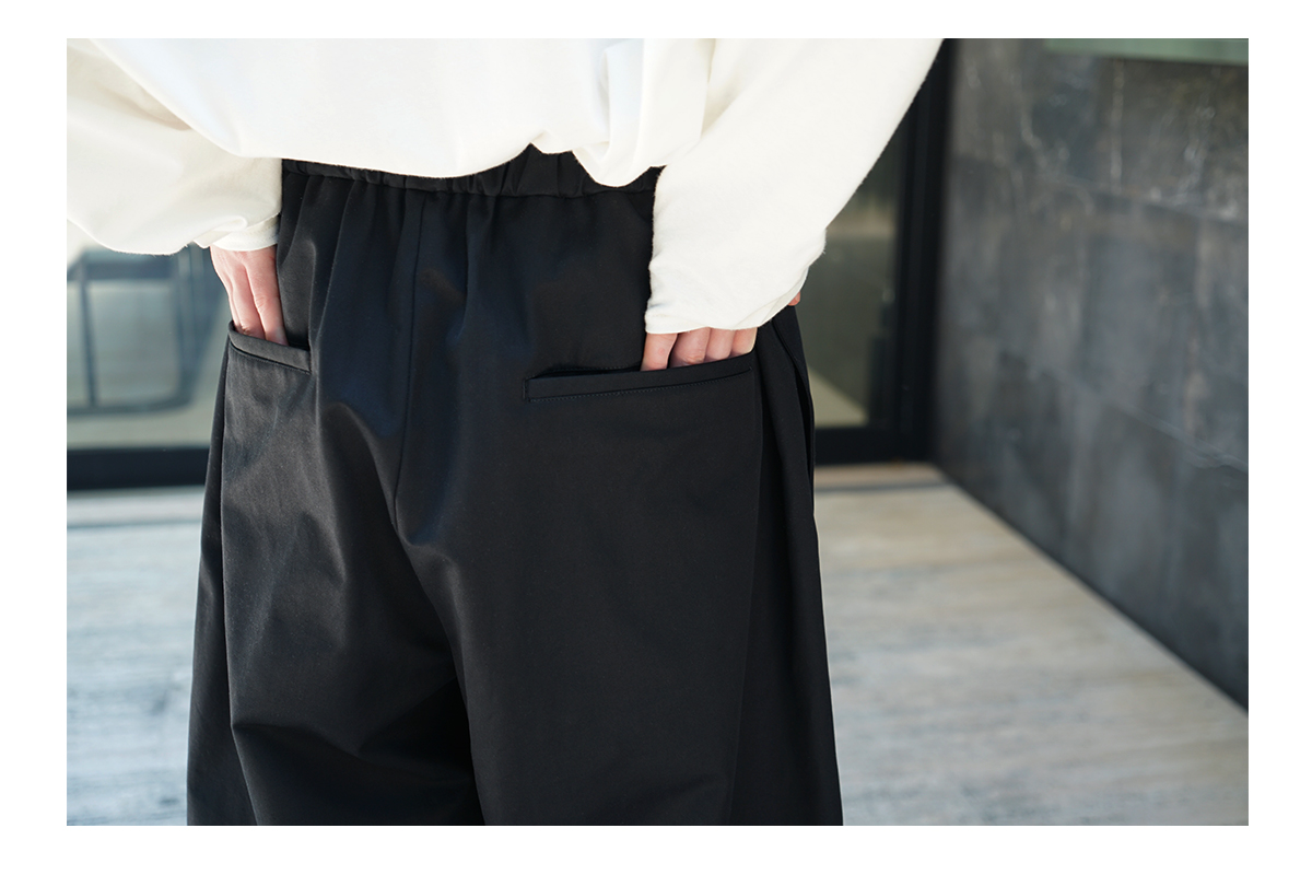 VU / ヴウ tuck wide cropped pants finx cotton [BLACK] vu-pnt-012