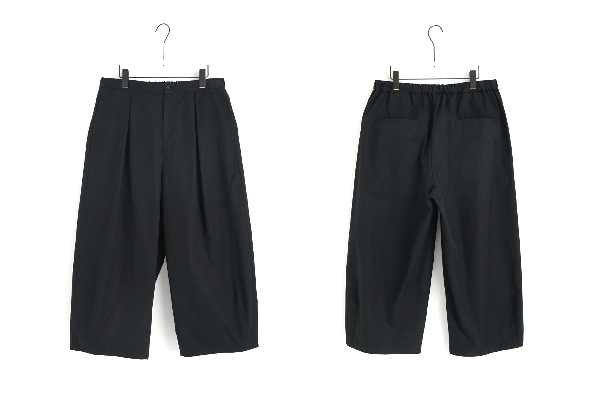 VU / ヴウ tuck wide cropped pants finx cotton [BLACK] vu-pnt-012