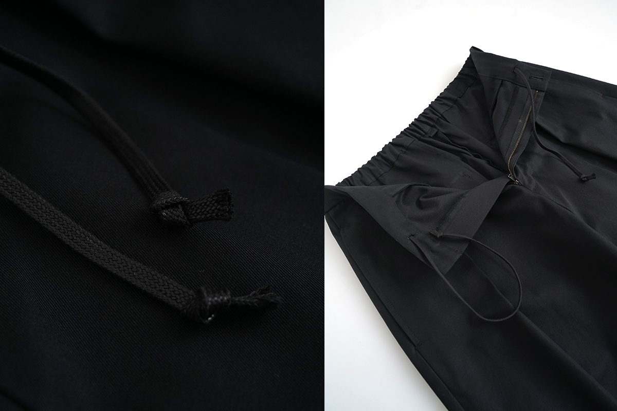 VU / ヴウ tuck wide cropped pants finx cotton [BLACK] vu-pnt-012