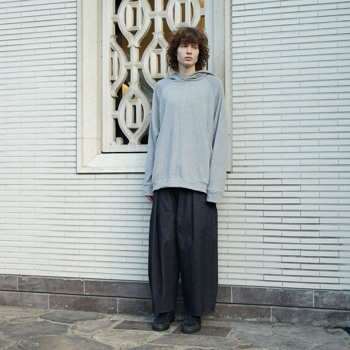 VU / ヴウ denim tuck wide cropped pants [DEEP BLUE] vu-pnt-012