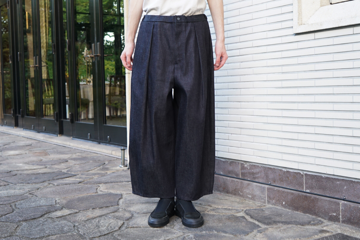VU / ヴウ denim tuck wide cropped pants [DEEP BLUE] vu-pnt-012
