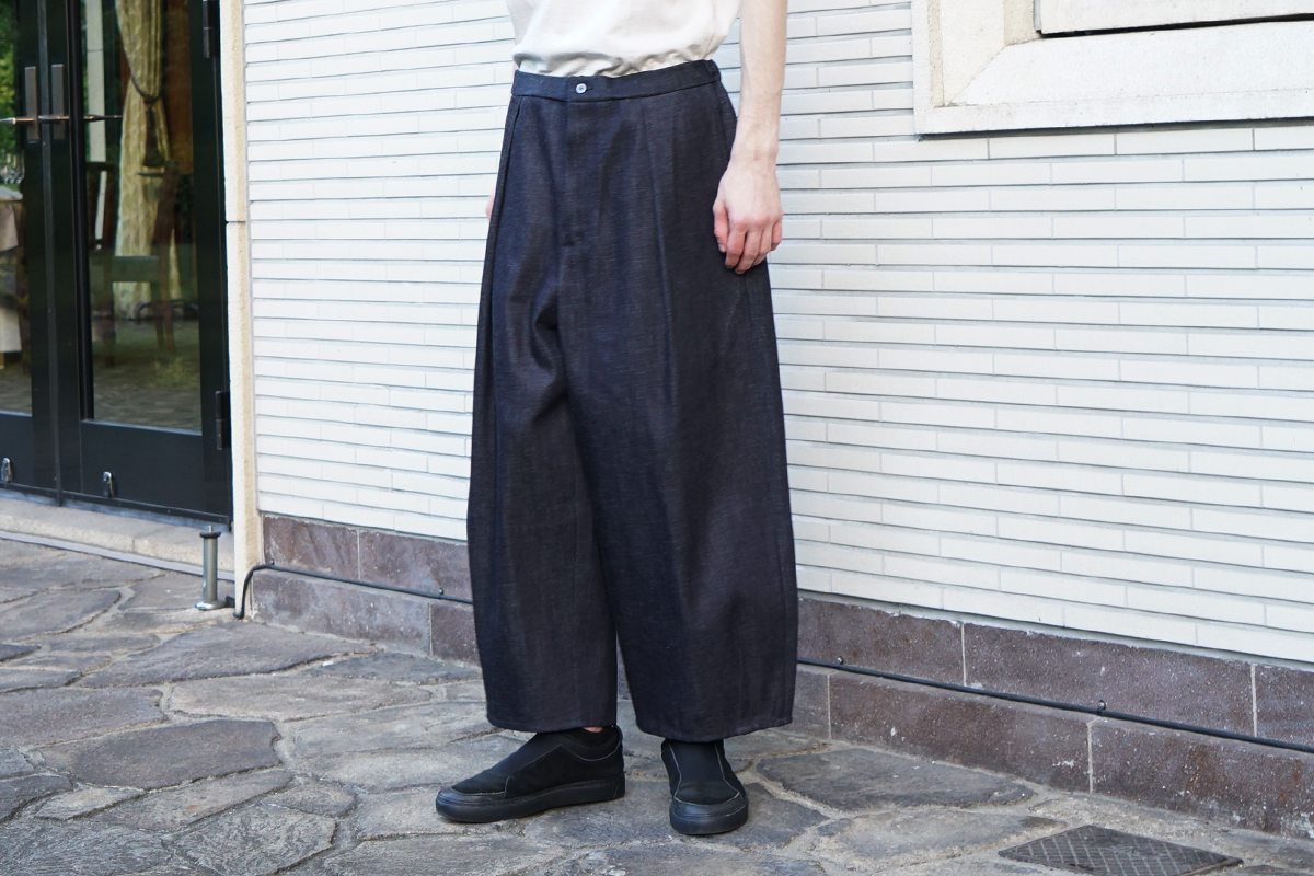 VU / ヴウ denim tuck wide cropped pants [DEEP BLUE] vu-pnt-012