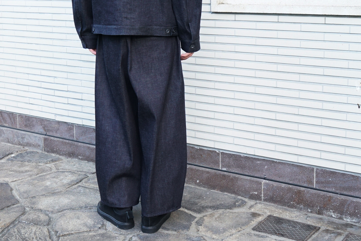 VU / ヴウ denim tuck wide cropped pants [DEEP BLUE] vu-pnt-012