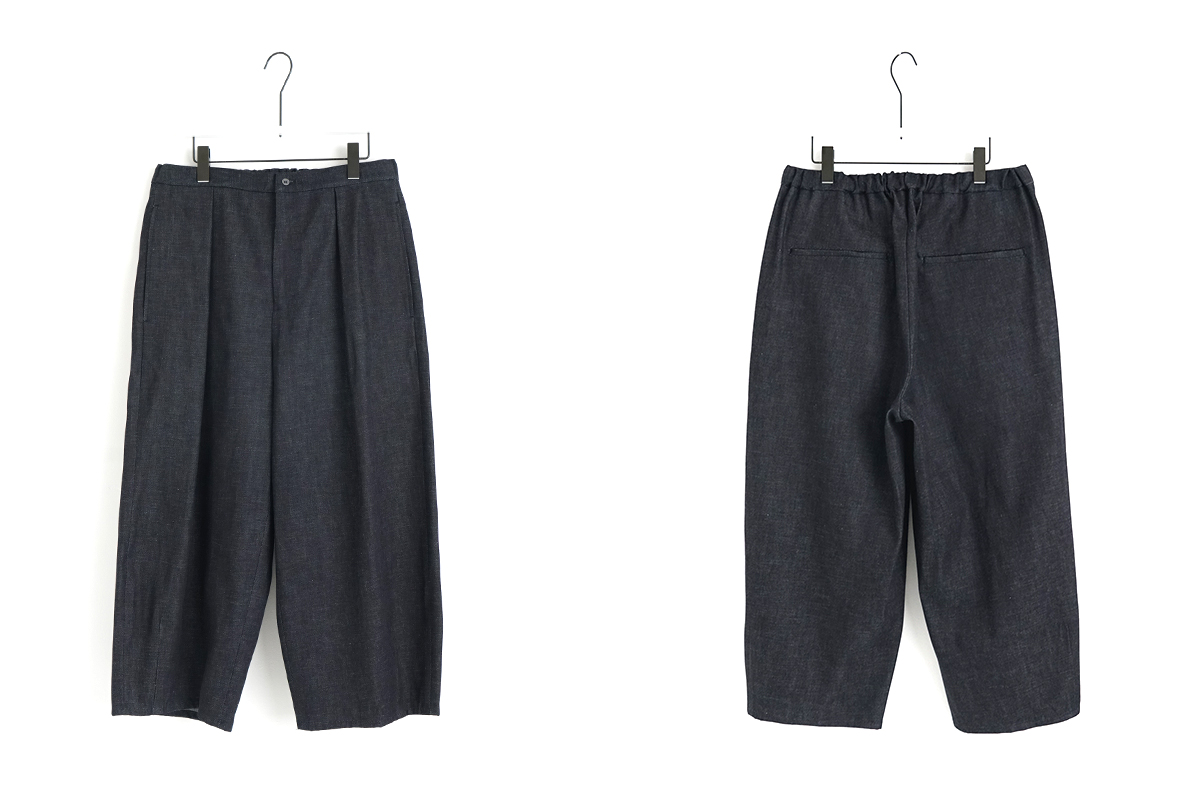 VU / ヴウ denim tuck wide cropped pants [DEEP BLUE] vu-pnt-012