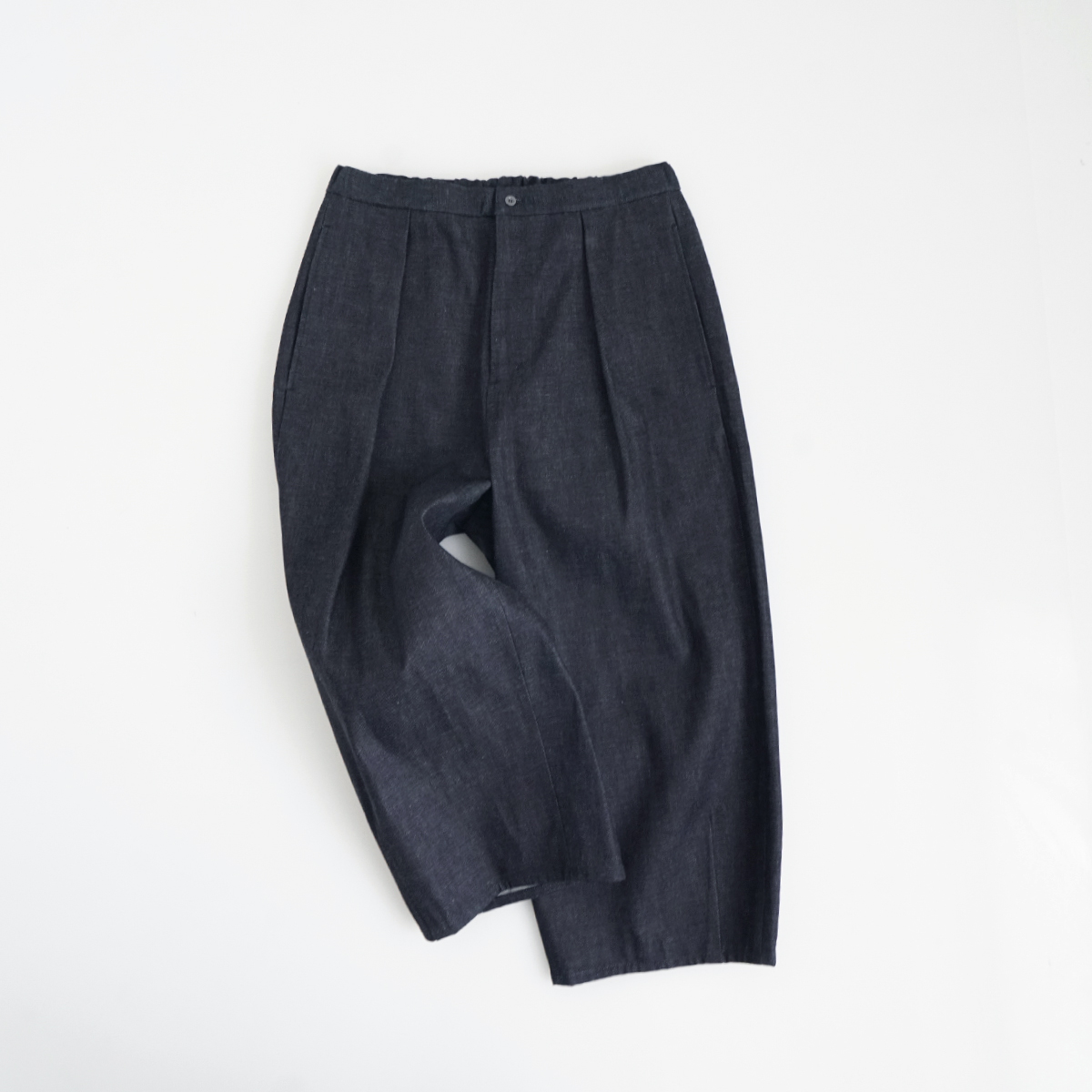 VU / ヴウ denim tuck wide cropped pants [DEEP BLUE] vu-pnt-012