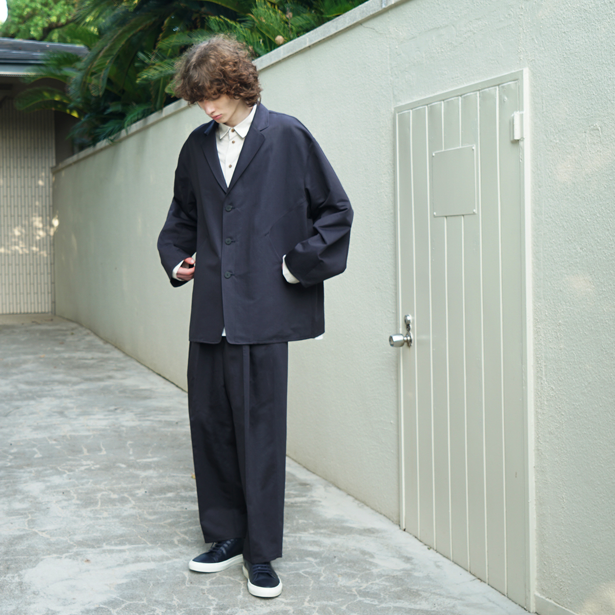 VU / ヴウ tailar pants cotton silk linen [NAVY]  vu-pnt-013