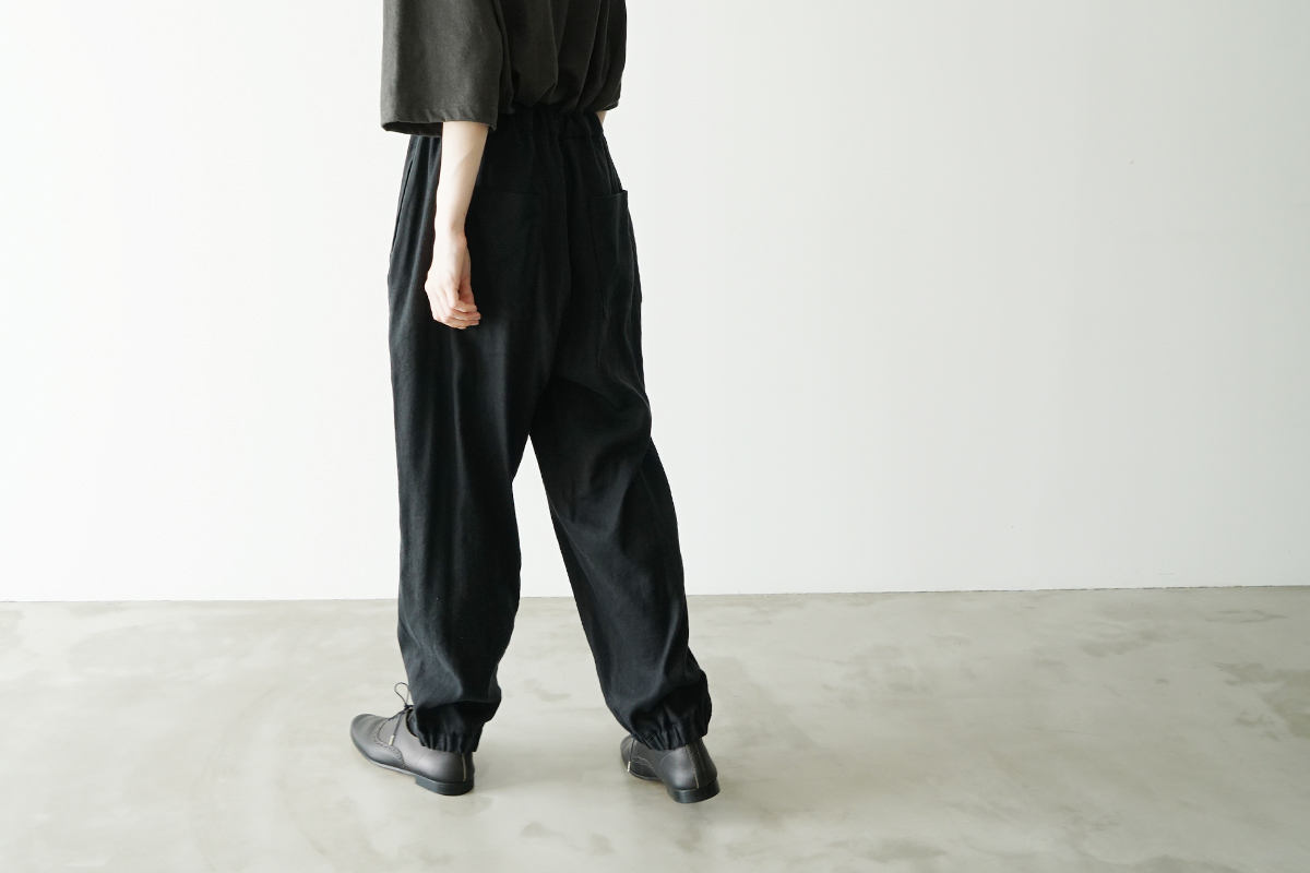 VU / ヴウ easy tapered pants silk linen [BLACK] vu-pnt-008