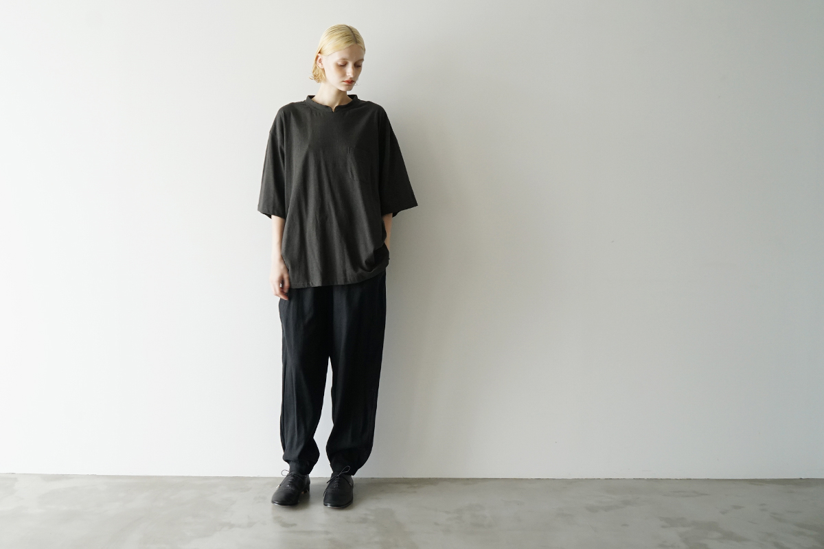 VU / ヴウ easy tapered pants silk linen [BLACK] vu-pnt-008