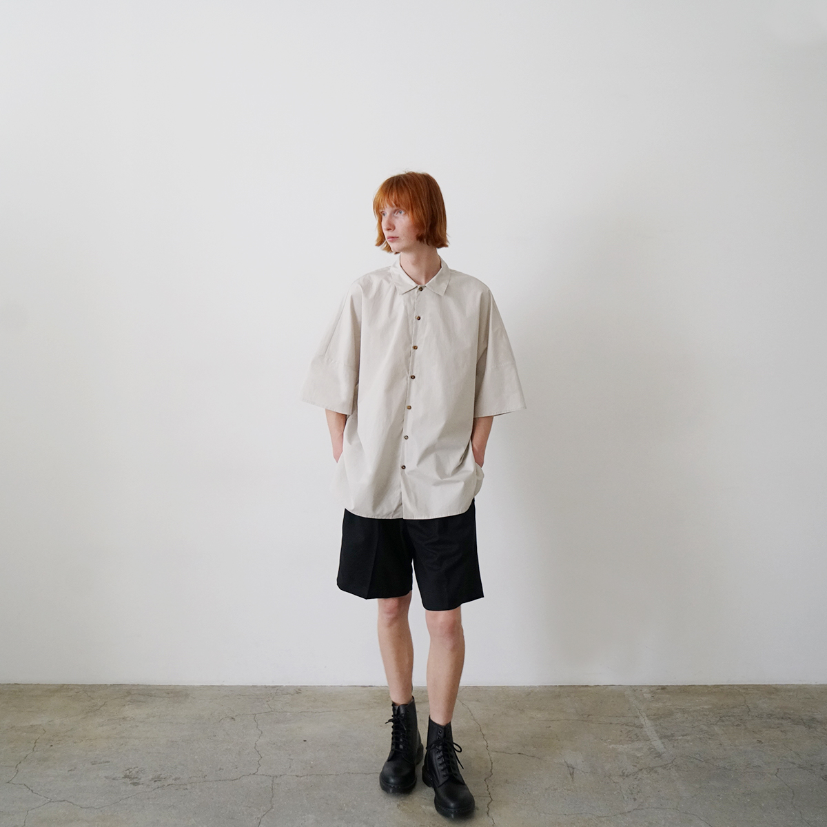 VUm dolman shirt finx cotton OFF BEIGE styling 01