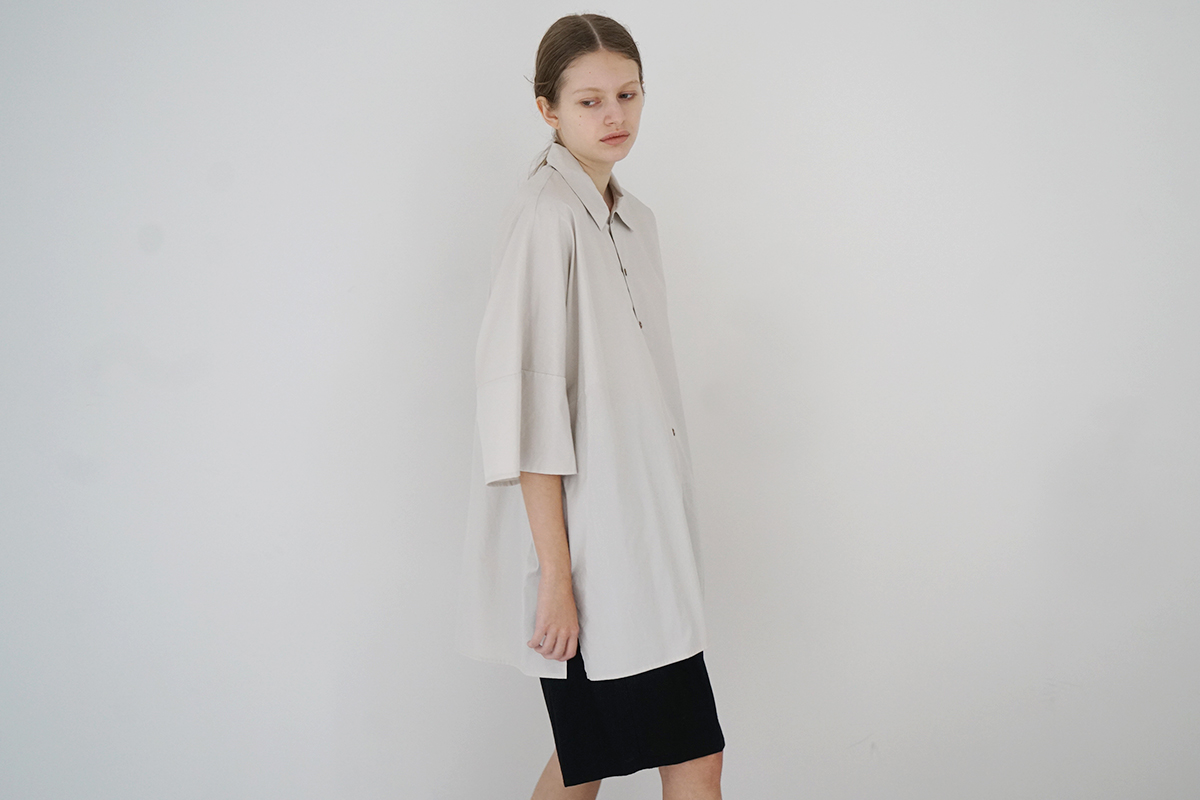 VUm dolman shirt finx cotton OFF BEIGE styling 01