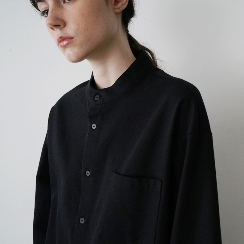 VUm wide stand collar shirts COTTON WOOL BLACK vu-sht-008 ディテール